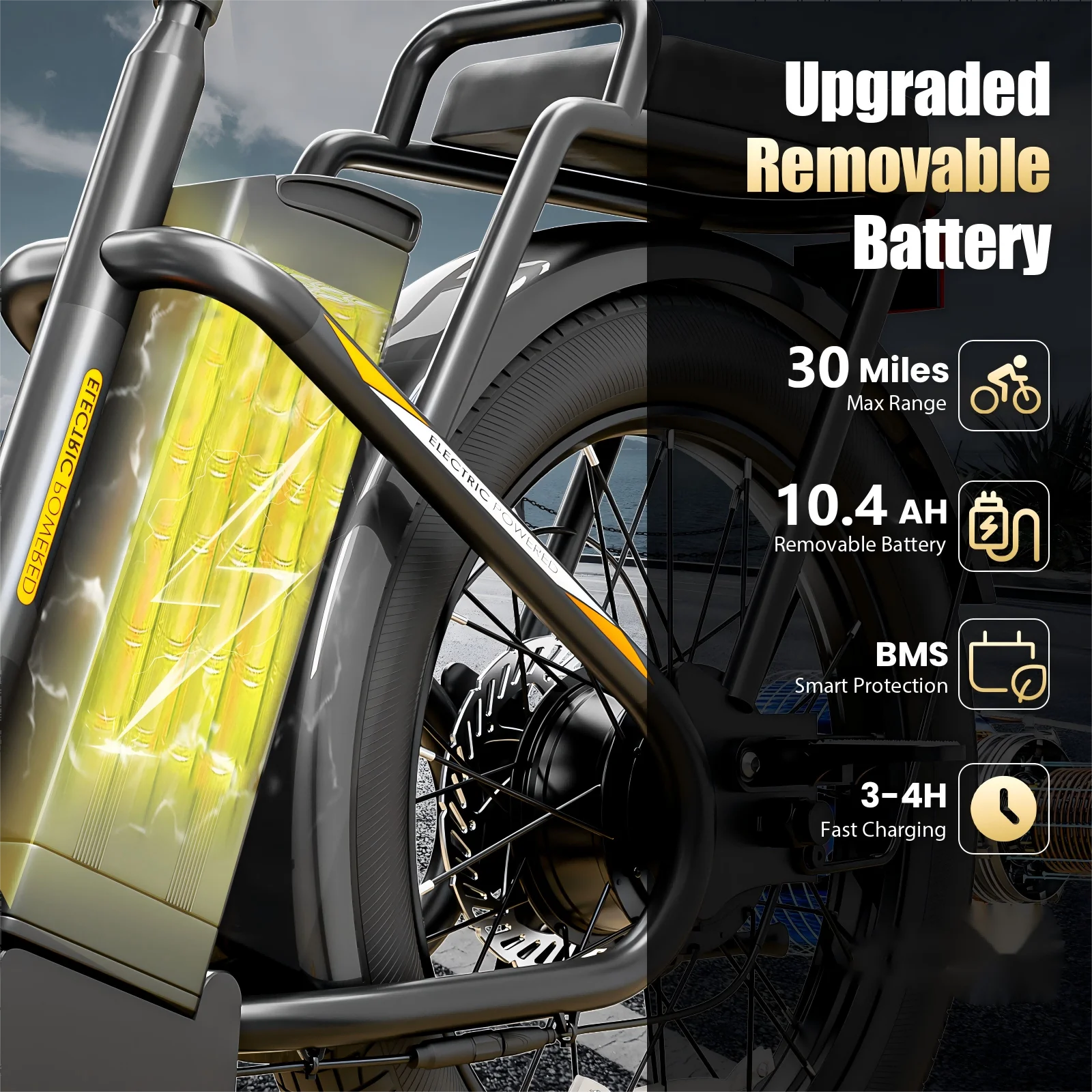 1200W Electric Scooter with Seat, 20" Fat Tire Electric Bike, 48V Battery, 30 Miles & 20MPH, Basket & Adjustable Seat