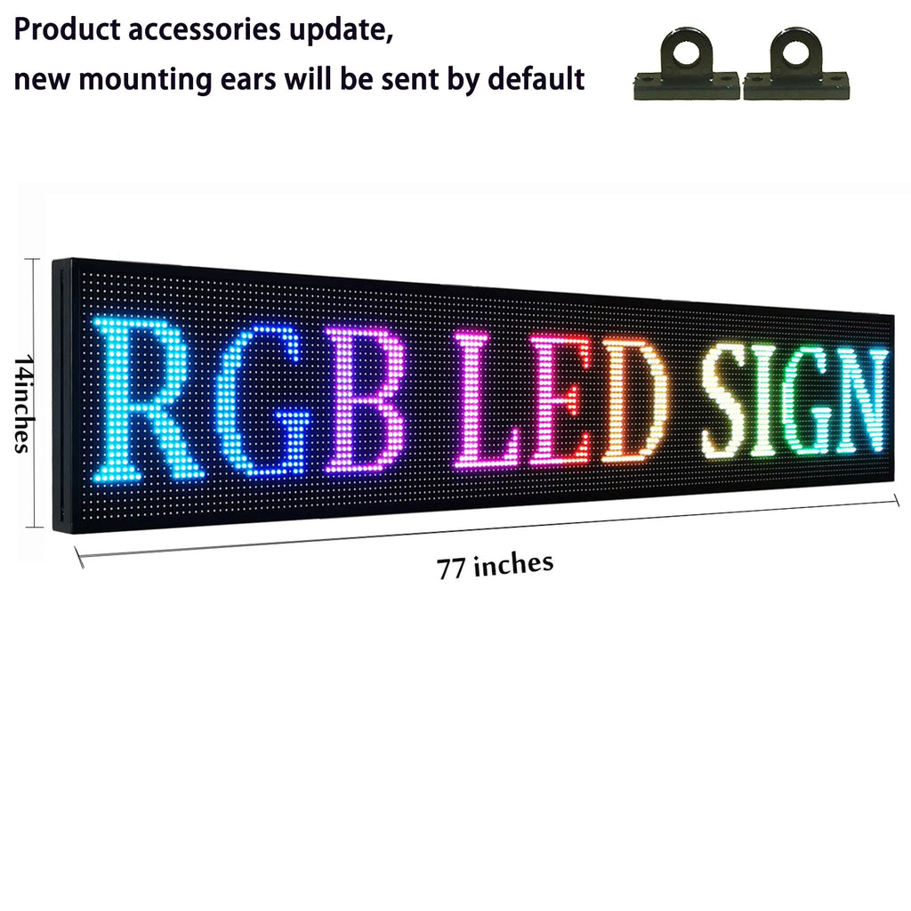 LED Scrolling Display Semi-outdoor Full Color P10 77"X14" WIFI Control Electronic for Business Advertising Board