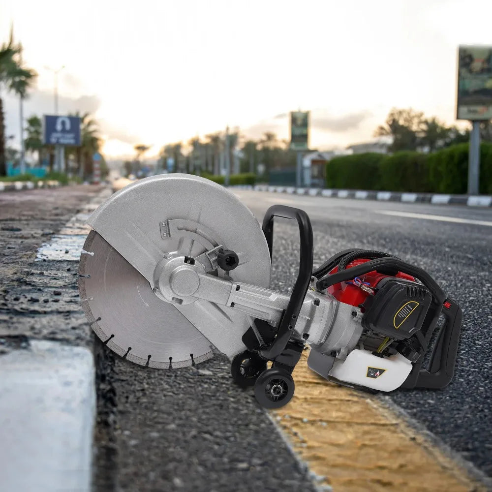 NEW 1400W 52CC Circular Saws Gas Powered Cement Wet Dry Masonry Concrete Cut Off Saw With 350Mm Blade Adjustable Cutting Depth