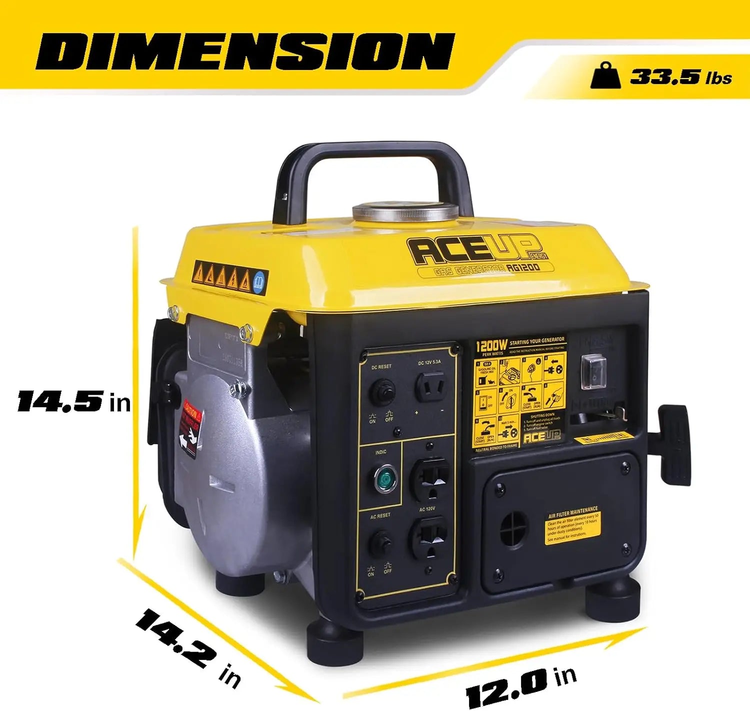 1200W Portable Gas Generator for Home Use, Lightweight & EPA Compliant