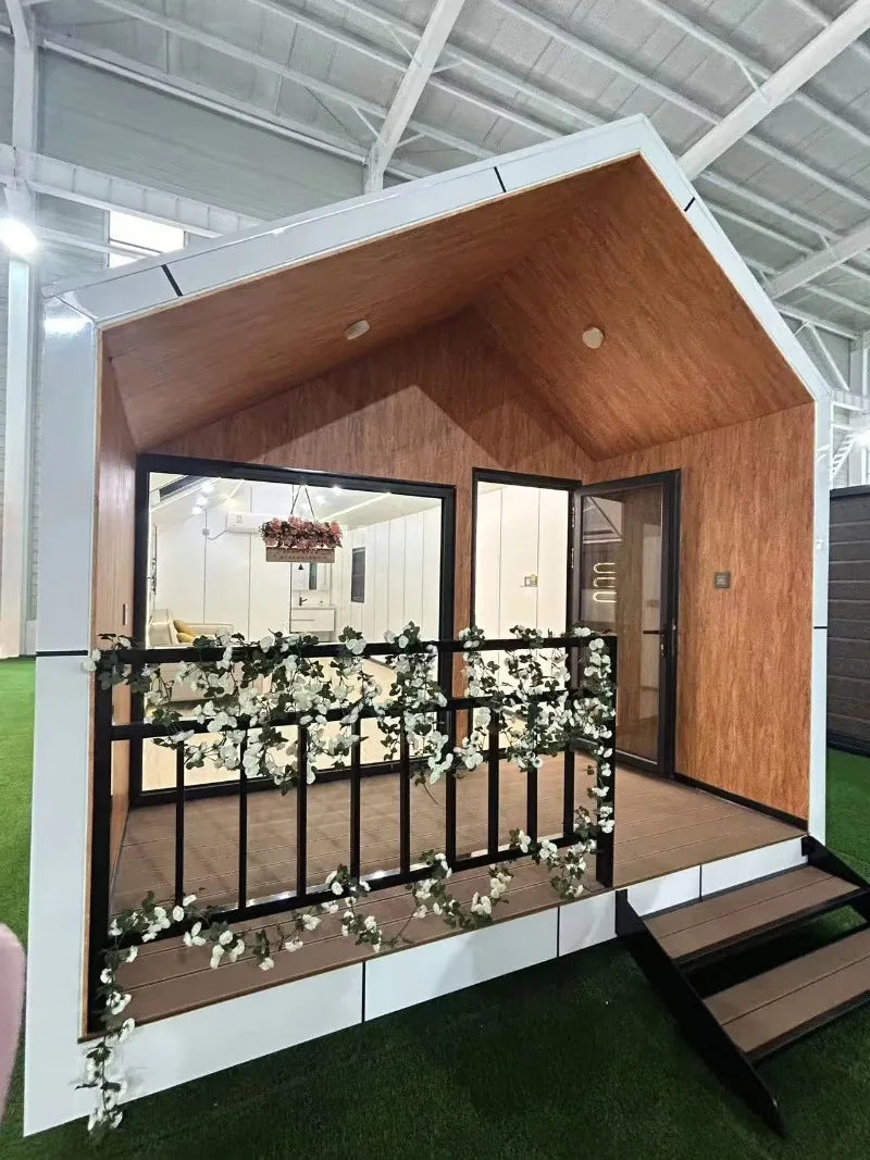 Tiny A Frame Triangle Cabin Kit Eco Friendly Wooden Prefab House for Summer Camp Vacation Stay