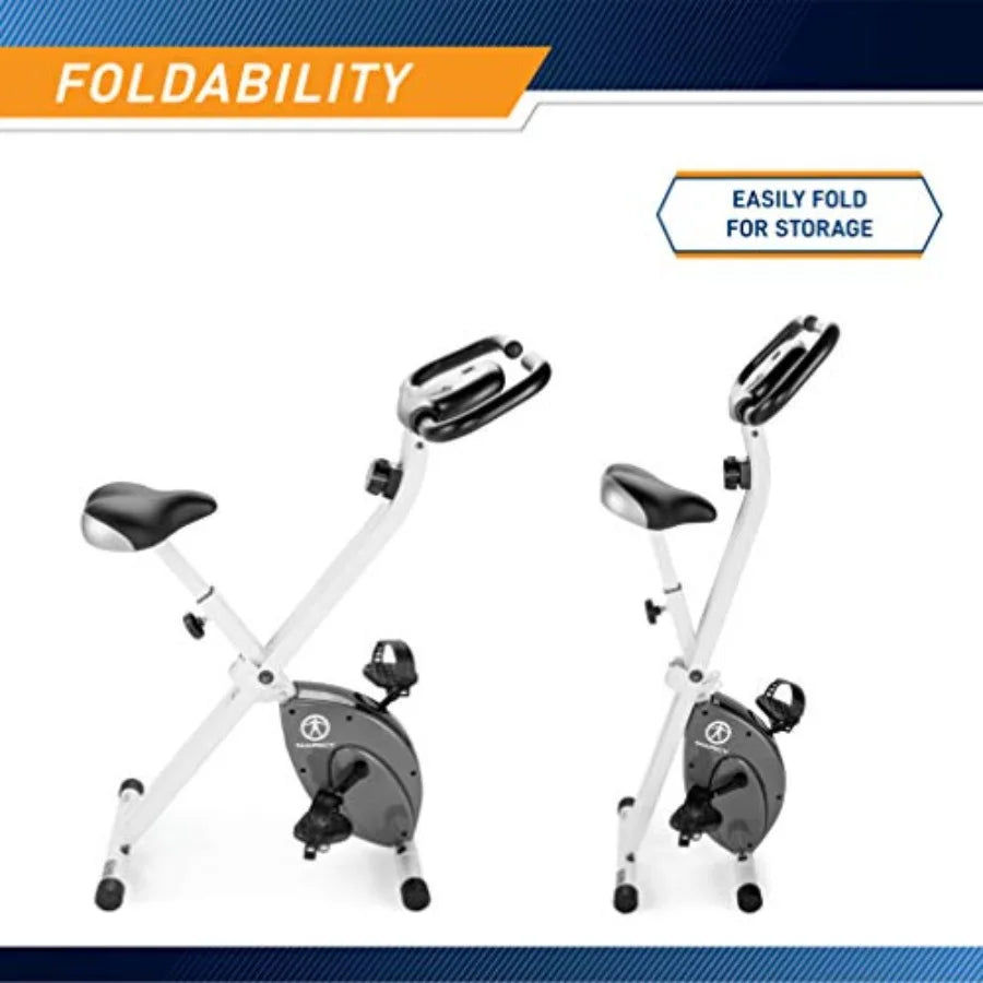 Foldable Upright Exercise Bike with Adjustable Resistance for Cardio Workout Strength Training in Multiple Colors and Styles