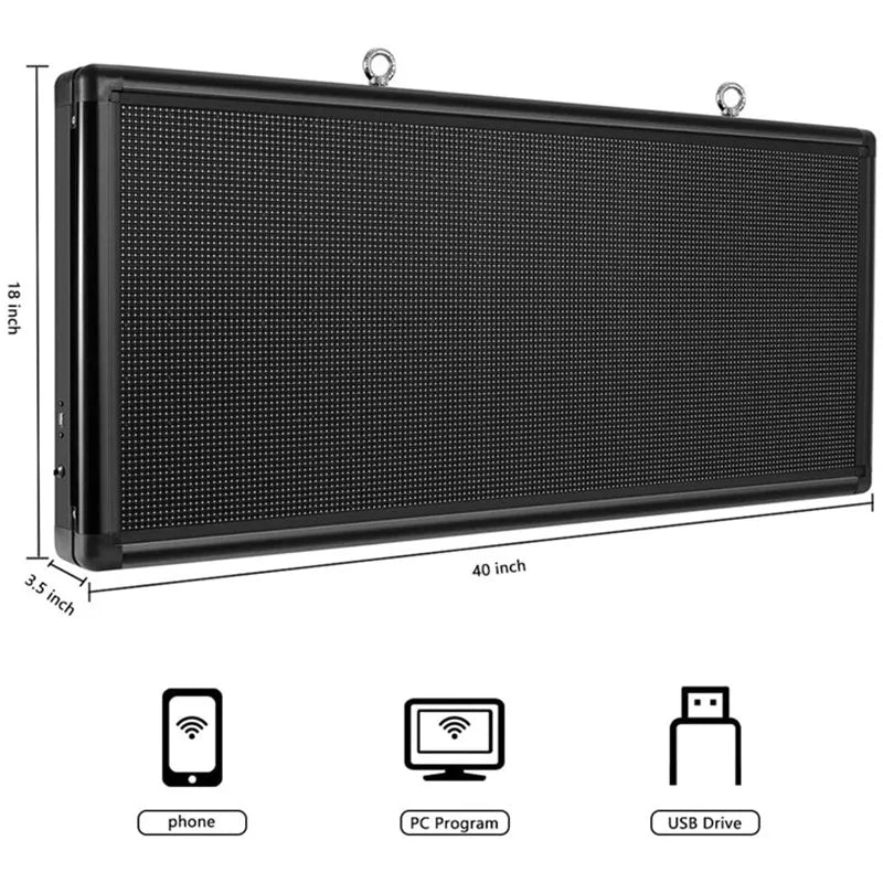 P6 Full Color Wifi Outdoor LED Sign RGB Video Image USB Flash LED Display 103x45cm Programmable LED Sign Scrolling Message Board