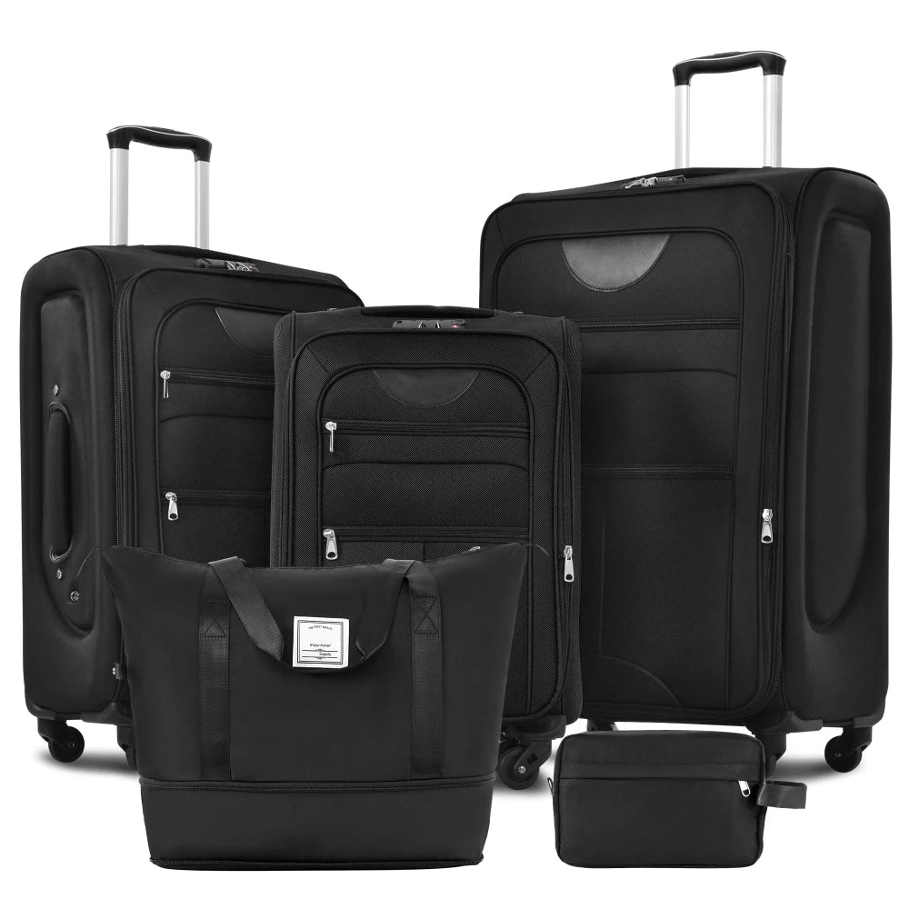 3Pcs Softside Expandable Travel Luggage Set 22/26/30 Inch with Duffel Bag Upright Spinner Wheels Lightweight Softshell
