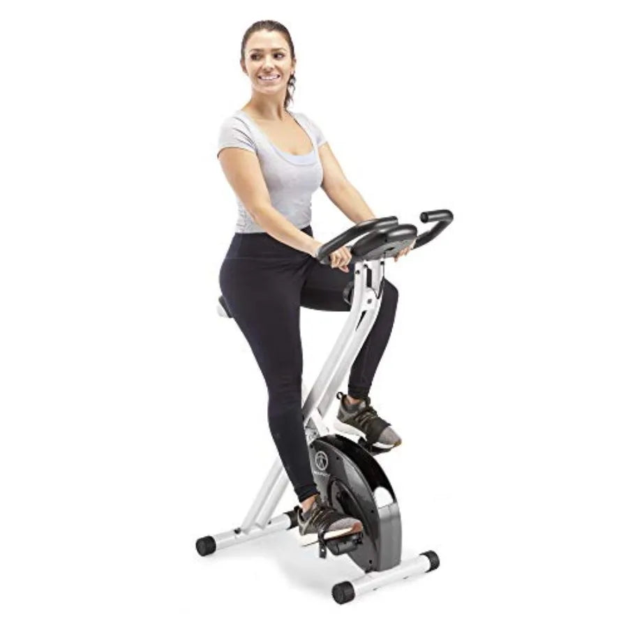 Foldable Upright Exercise Bike with Adjustable Resistance for Cardio Workout Strength Training in Multiple Colors and Styles