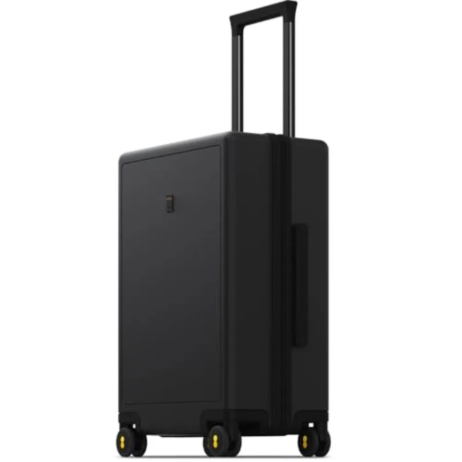 20 Inch Lightweight Luminous Textured Hardside Carry-on Luggage with Wheels Airline Approved Black Travel Bag Tsa Lock