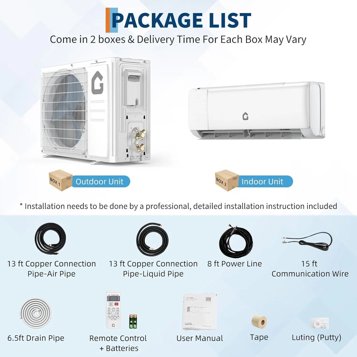 High SEER 18.5-22 Inverter Mini Split Air Conditioner Heat Pump – 9000-24000BTU 115V/230V WiFi Remote Easy Installation For Home