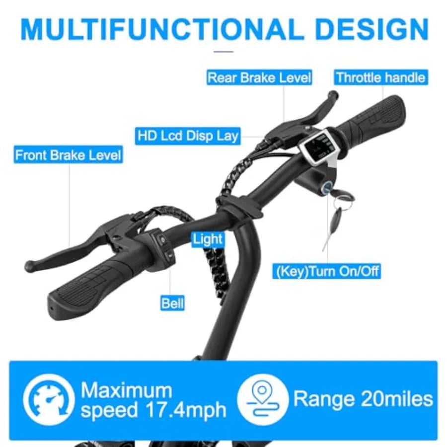 Electric Scooter with Seats for Adults 500W Motor E Bike 14 Pneumatic Tire 20 Miles Range 18.75Mph Silver Electric Bicycle for
