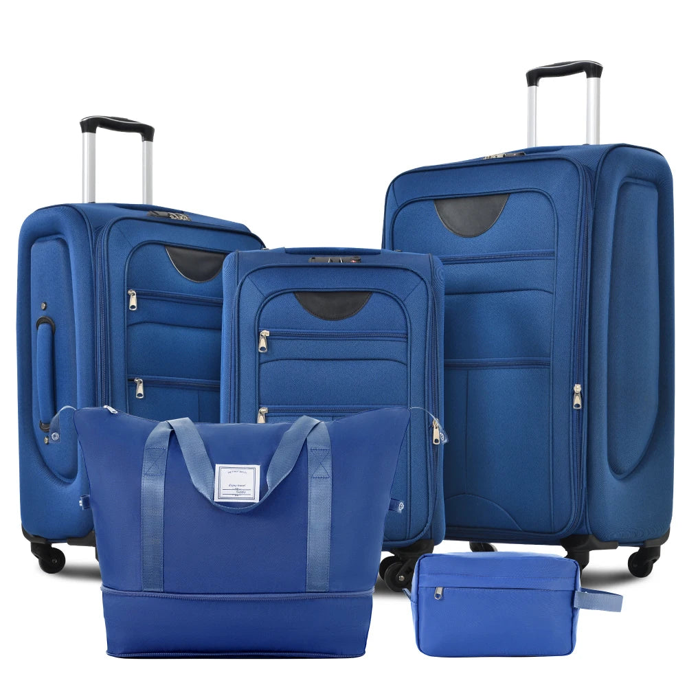 3Pcs Softside Expandable Travel Luggage Set 22/26/30 Inch with Duffel Bag Upright Spinner Wheels Lightweight Softshell