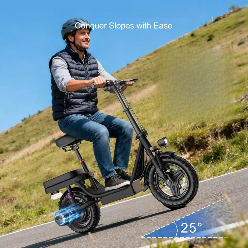 Electric Scooter Adult 14 26 Inch 1000w 30-60miles 48v 10a 15a 17.5a Removable Battery,adjustable Front Brake Seat Electric Bike