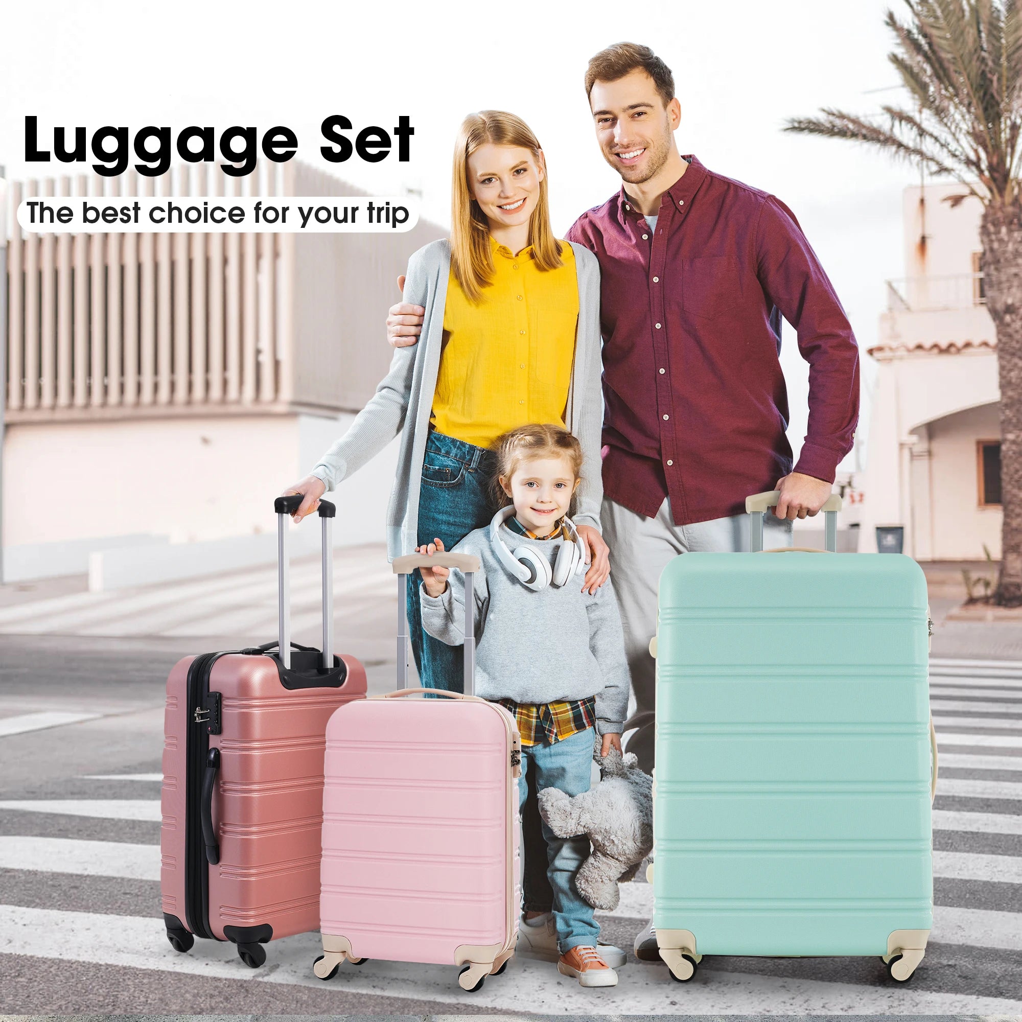 Hardshell Luggage Sets 4 pcs + Bag Spinner Suitcase with TSA Lock Lightweight-16"+20"+24"+28" Luggages set suitcases and travel