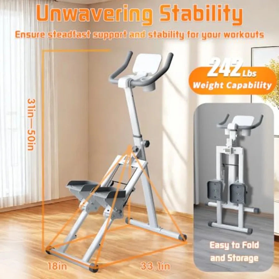 Stair Stepper Folding Vertical Cardio Exercise Climber StairMaster for Exercise at Home Full Body Workout Machine with Handleba