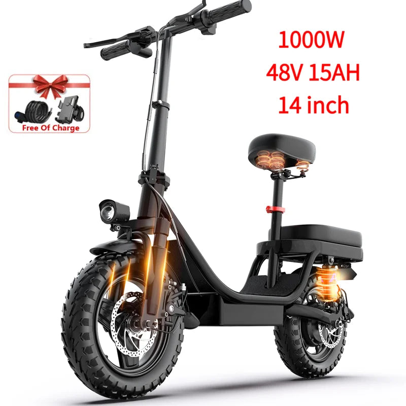 Electric Scooter 14 26 Inch 1000w 30-50mph 30-60miles 48v 10ah 15ah 17.5ah Battery,multiple Types Different Models Electric Bike