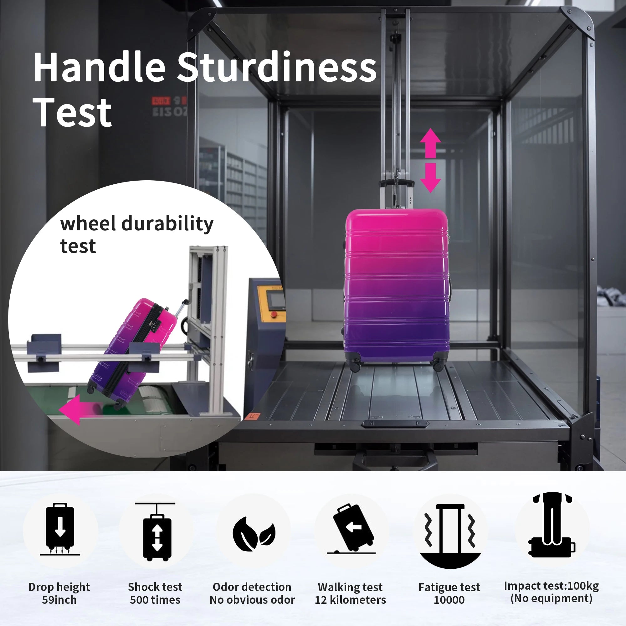 Hardshell Luggage Sets 3 Piece Gradient Color Expandable Suitcase with Spinner Wheels and TSA Lock Lightweight 20" 24" 28"