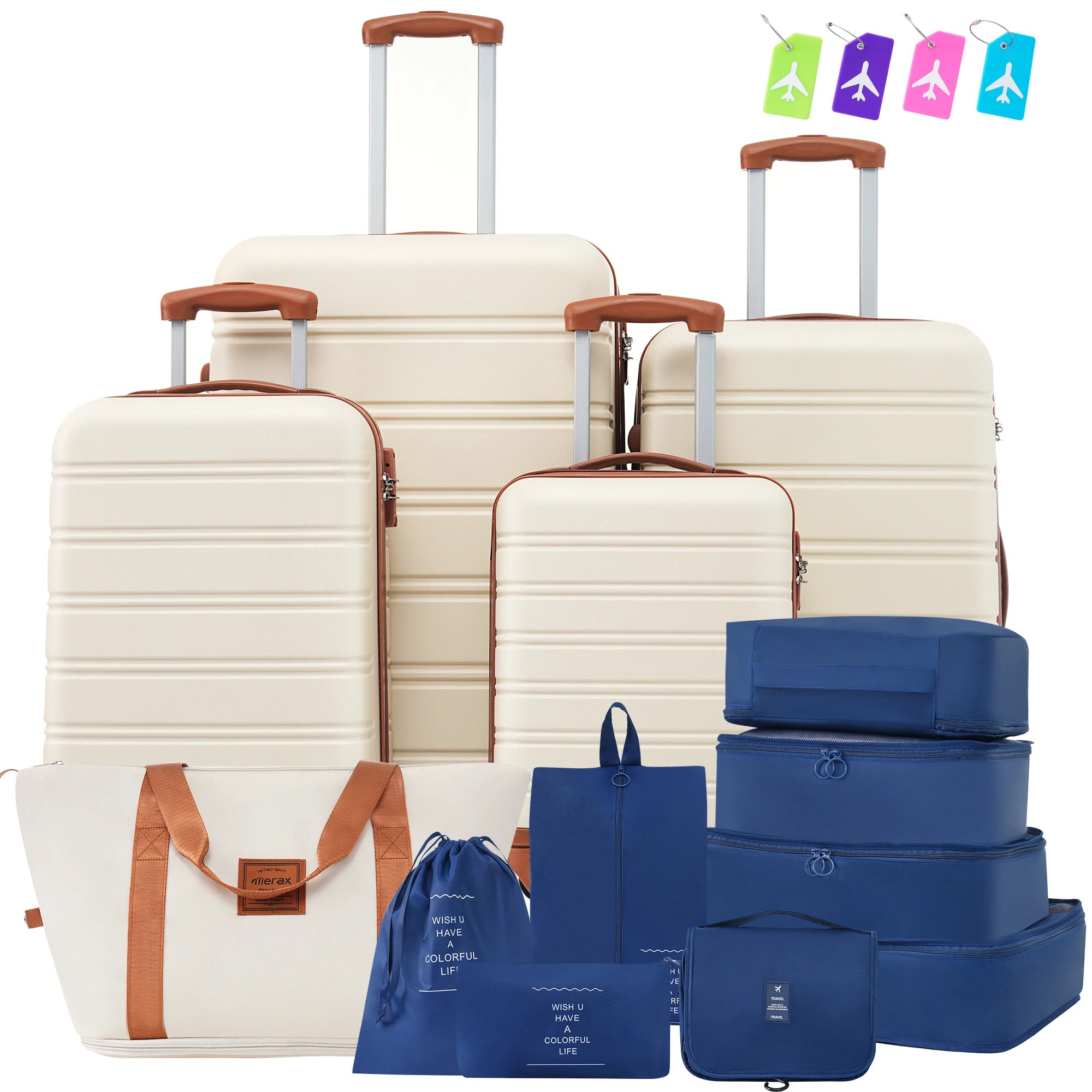 Hardshell Luggage Sets 4 pcs + Bag Spinner Suitcase with TSA Lock Lightweight-16"+20"+24"+28" Luggages  suitcase set carry