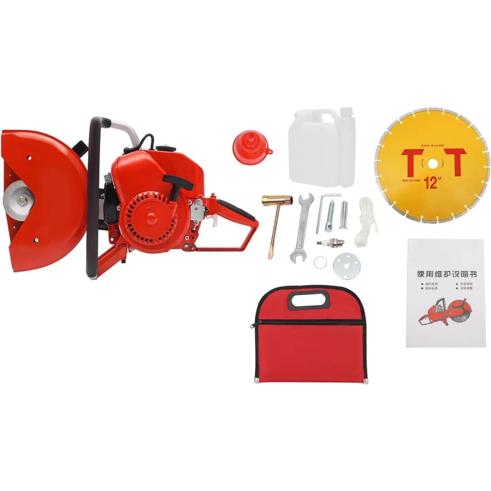 78.5CC 2-Stroke Portable Concrete Saw Gas Power Cement Masonry Cutting Concrete Cut off Saw with 12inch Cutting Blade