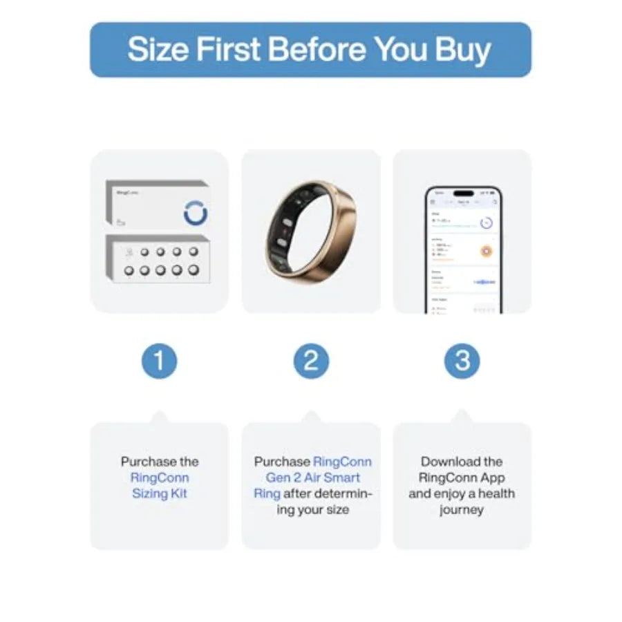 Gen 2 Air Ultra-Thin AI Smart Ring 10-Day Battery Life Fitness/Sleep/Stress/HR Tracker for WomenMen No App Fee for Standard Fea