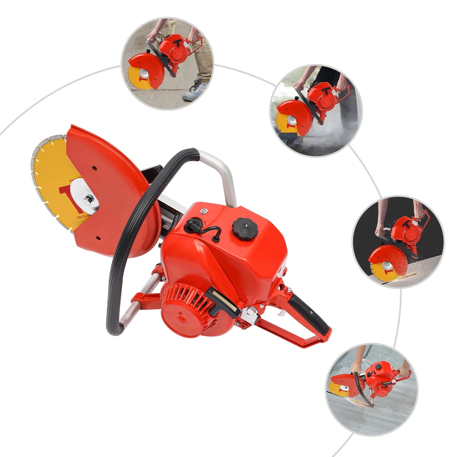 78.5CC 2-Stroke Portable Concrete Saw Gas Power Cement Masonry Cutting Concrete Cut off Saw with 12inch Cutting Blade
