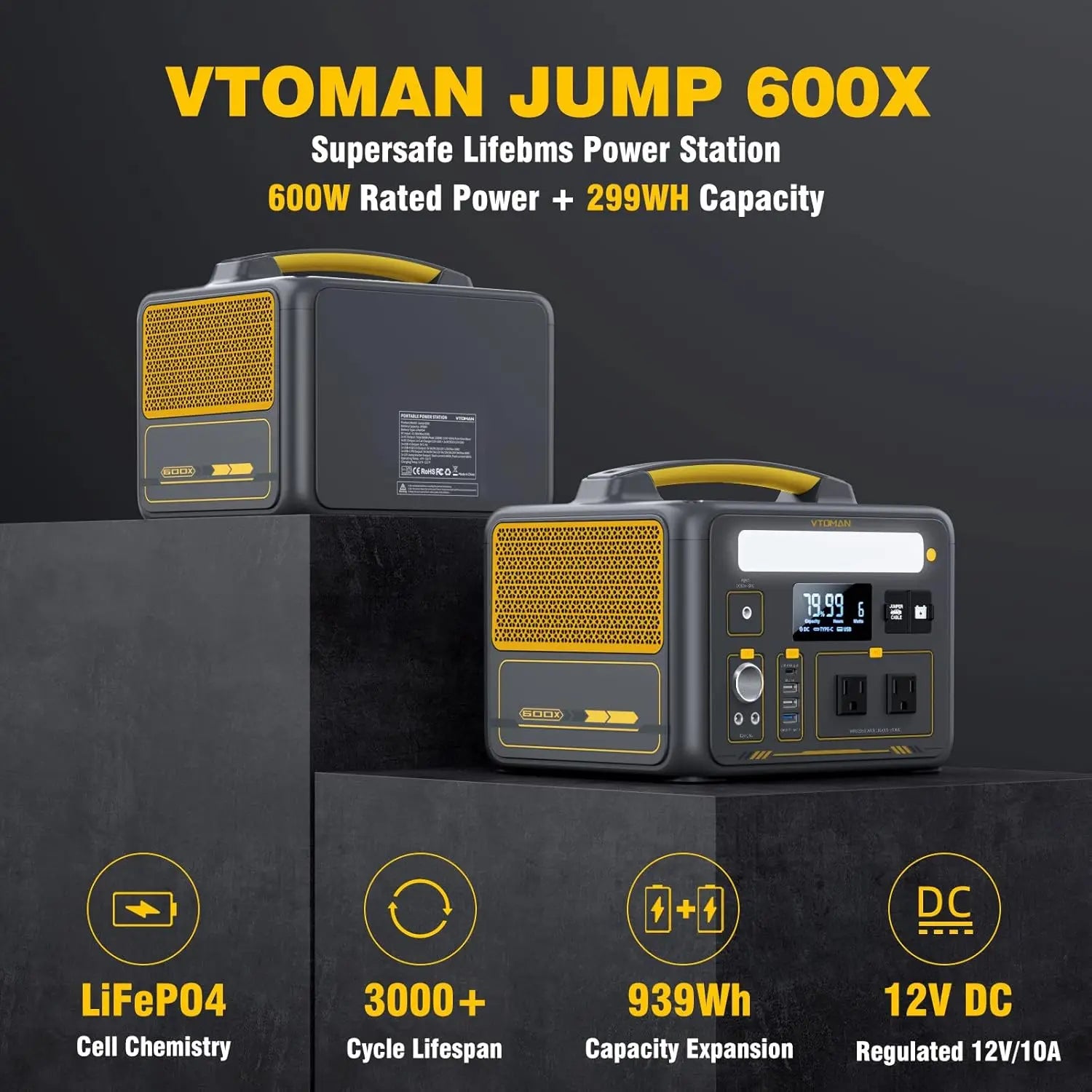 Portable Power Station Solar Generator Battery Power Station Jump Start Car Ac Outlet Pd Usb C Dc Camping Rv Travel
