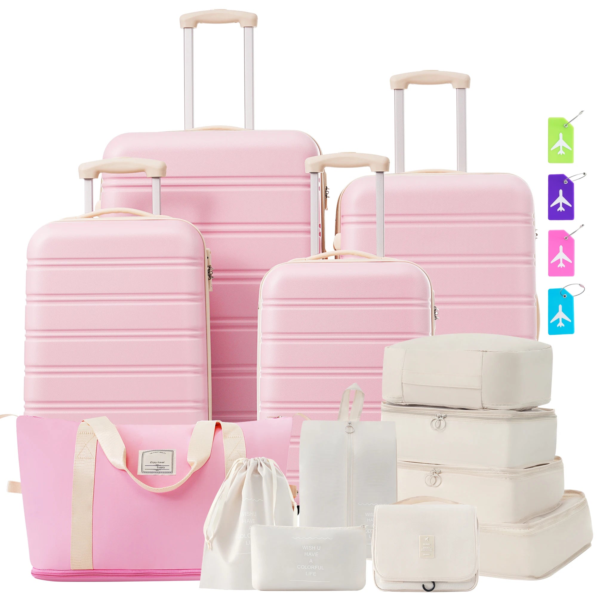 Hardshell Luggage Sets 4 pcs + Bag Spinner Suitcase with TSA Lock Lightweight-16"+20"+24"+28" Luggages set suitcases and travel