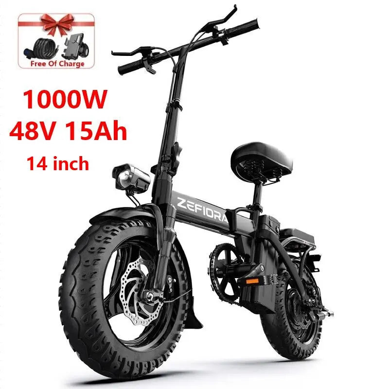 Electric Scooter Adult 14 26 Inch 1000w 30-60miles 48v 10a 15a 17.5a Removable Battery,adjustable Front Brake Seat Electric Bike