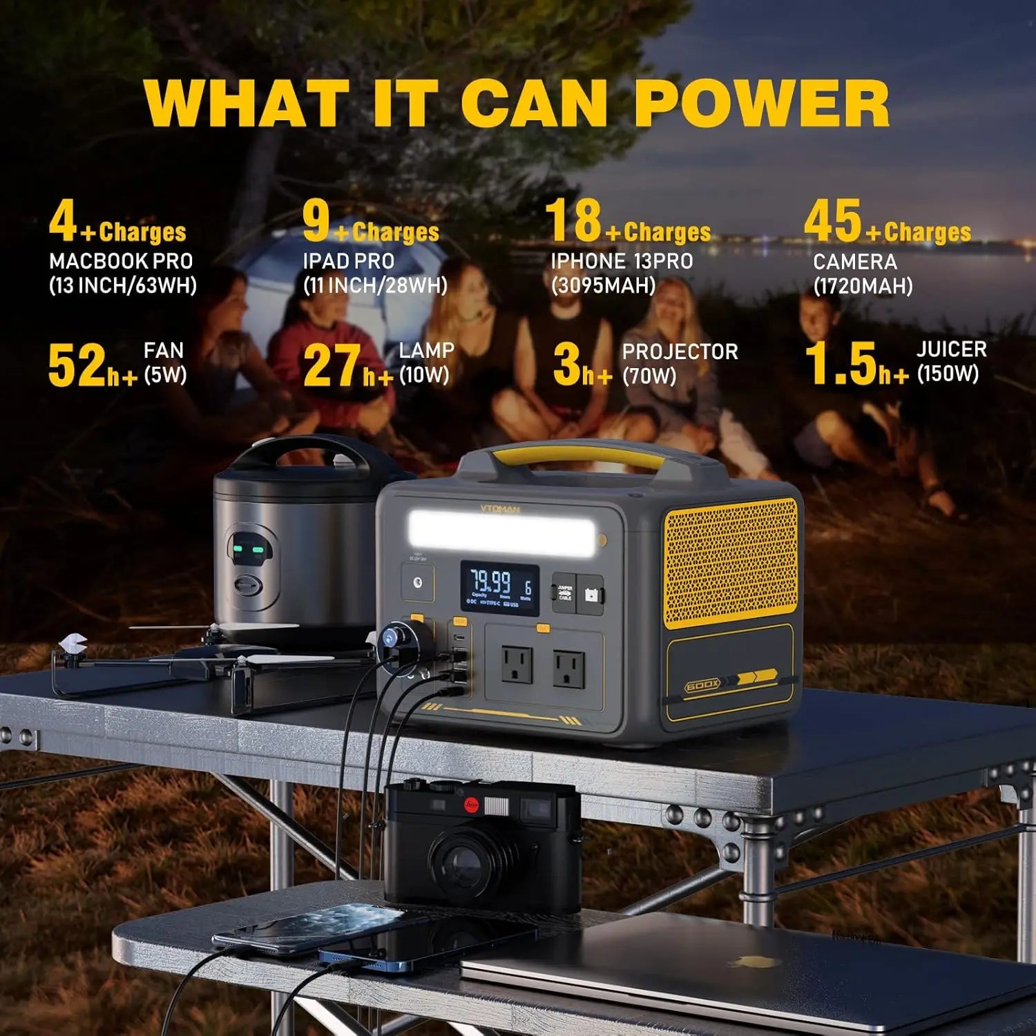 Portable Power Station Solar Generator Battery Power Station Jump Start Car Ac Outlet Pd Usb C Dc Camping Rv Travel
