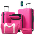 5 in 1 Hardside Luggage Set 20" Carry On with USB Port Half-opening Design Expandable 24/28" Double Spinner Wheels TSA Lock