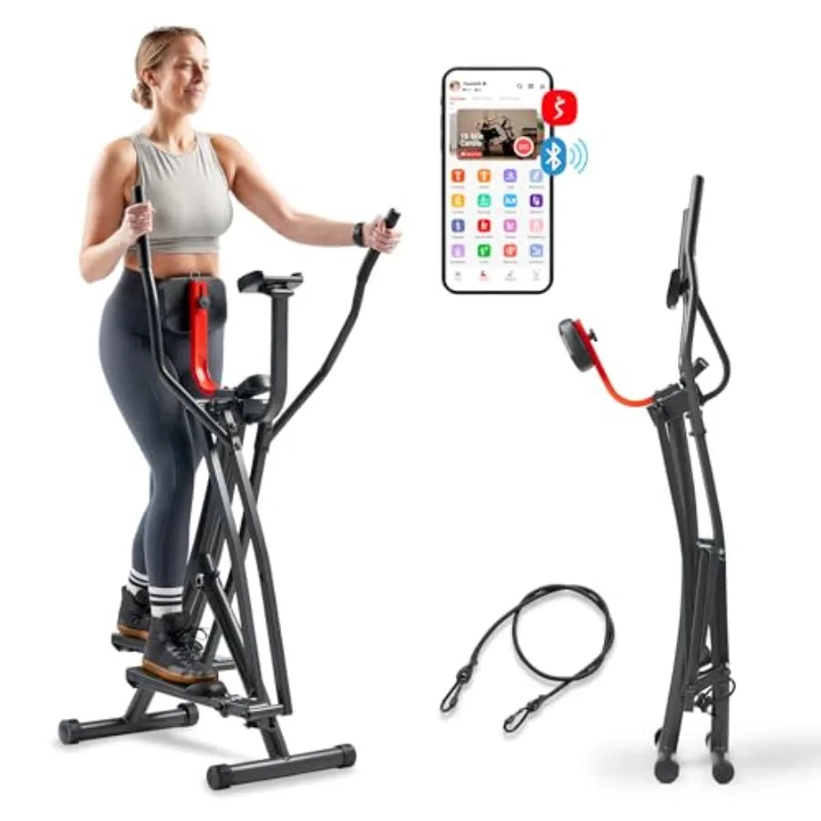 Foldable Air Walk Elliptical 30 Long Stride Full-Body Cardio Cross Trainer for Home Office with Bluetooth SunnyFit App and Adju