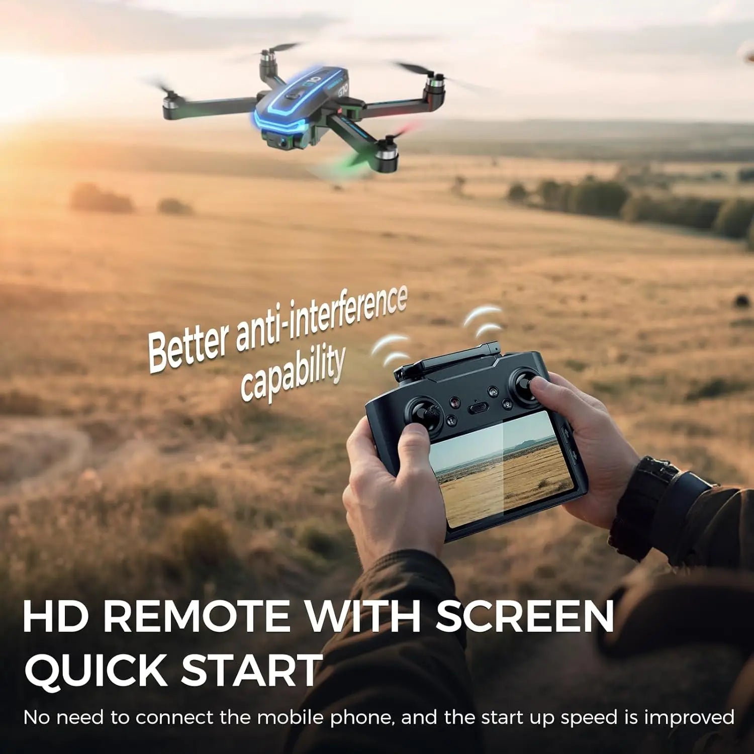 4K GPS Drone with HD Screen, Auto Return & Follow Me, Lightweight Under 250g, Easy for Beginners