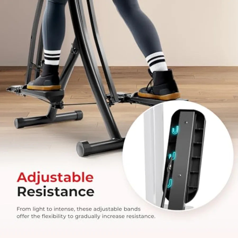 Foldable Air Walk Elliptical 30 Long Stride Full-Body Cardio Cross Trainer for Home Office with Bluetooth SunnyFit App and Adju