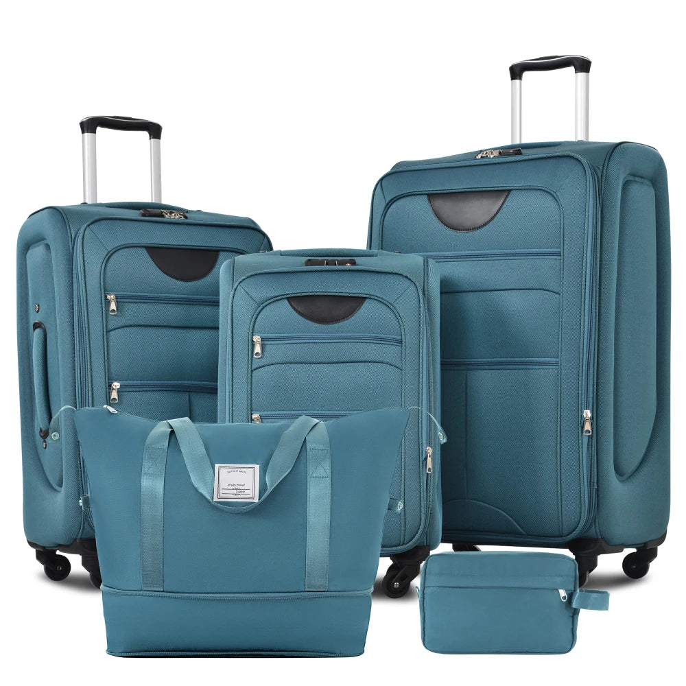 3Pcs Softside Expandable Travel Luggage Set 22/26/30 Inch with Duffel Bag Upright Spinner Wheels Lightweight Softshell