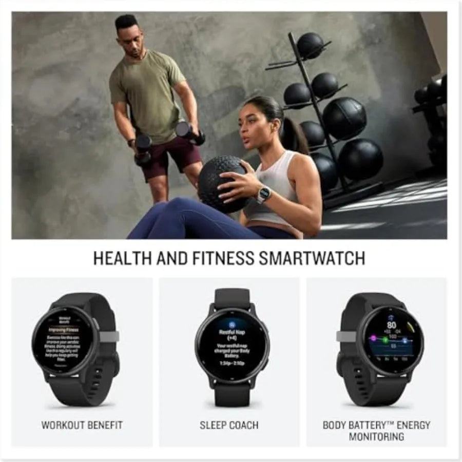 vivoactive 5 Health and Fitness GPS Smartwatch with AMOLED Display Up to 11 Days Battery Life Black Renewed
