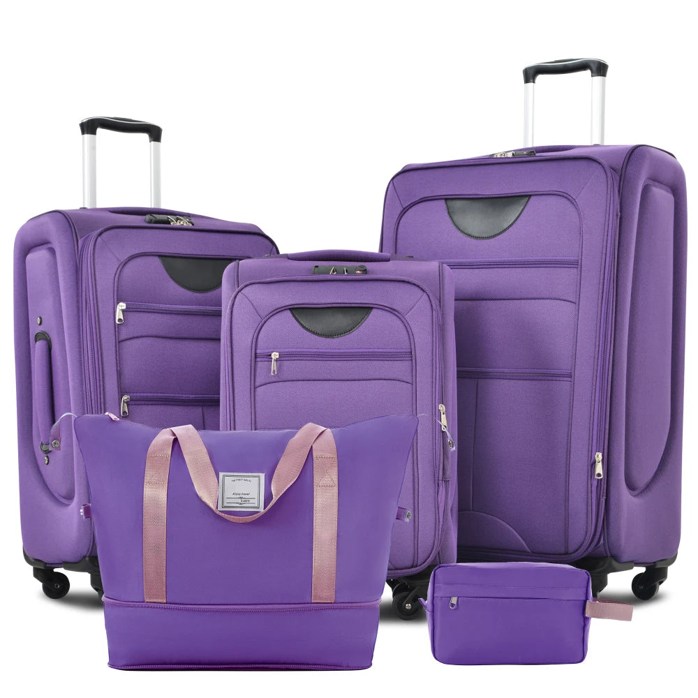 3Pcs Softside Expandable Travel Luggage Set 22/26/30 Inch with Duffel Bag Upright Spinner Wheels Lightweight Softshell