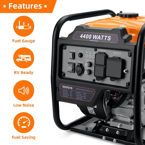 4400W Inverter Generator, Gas Powered, Portable Open Frame, Low Noise, ECO Mode, RV Ready, Emergency Home Backup