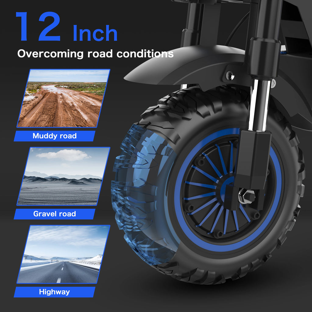 JL80 Electric Offroad Scooter -40 MPH 6000W Dual Motor for Adults 60V30Ah Battery 50Miles 12''All-Terrain Off-Road Tire Escooter