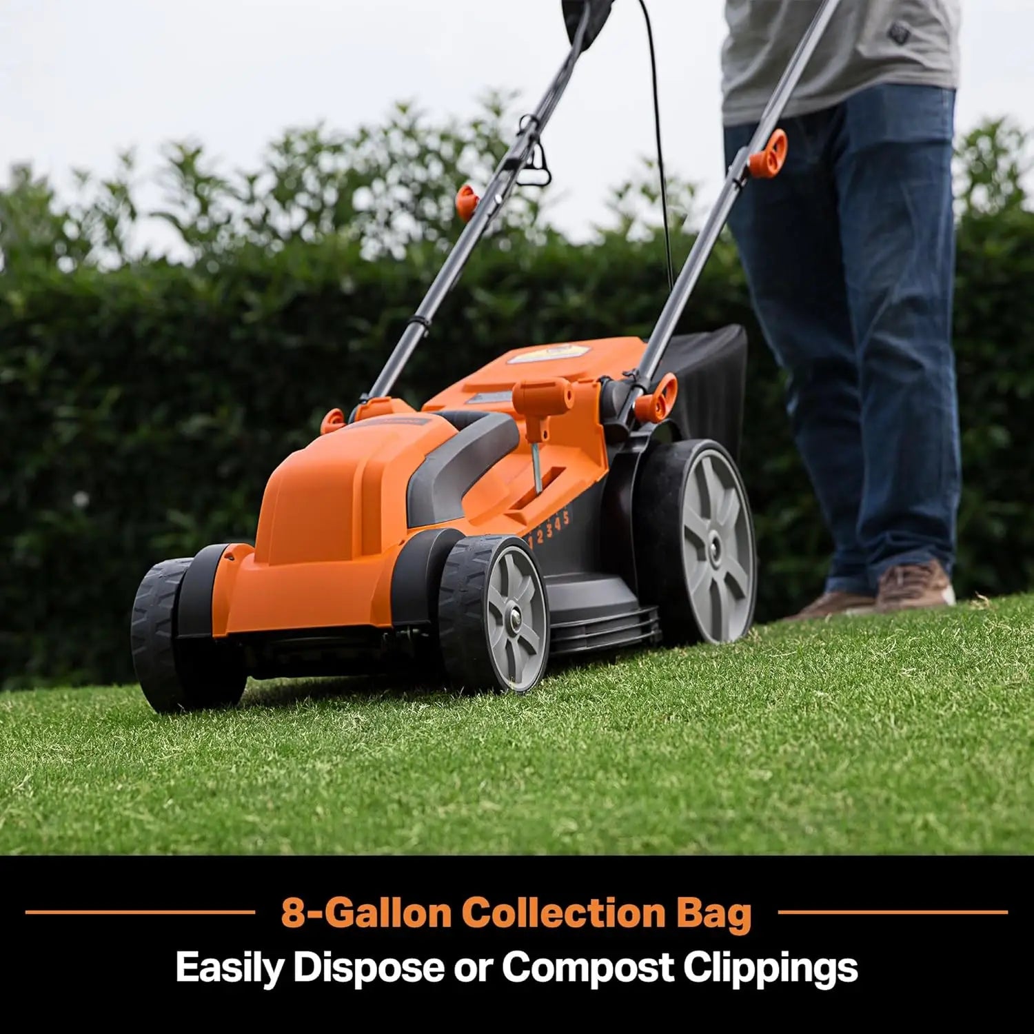 Electric Lawn Mower 16-Inch 12AMP, Powerful 3500 RPM, Lightweight for Easy Maneuvering