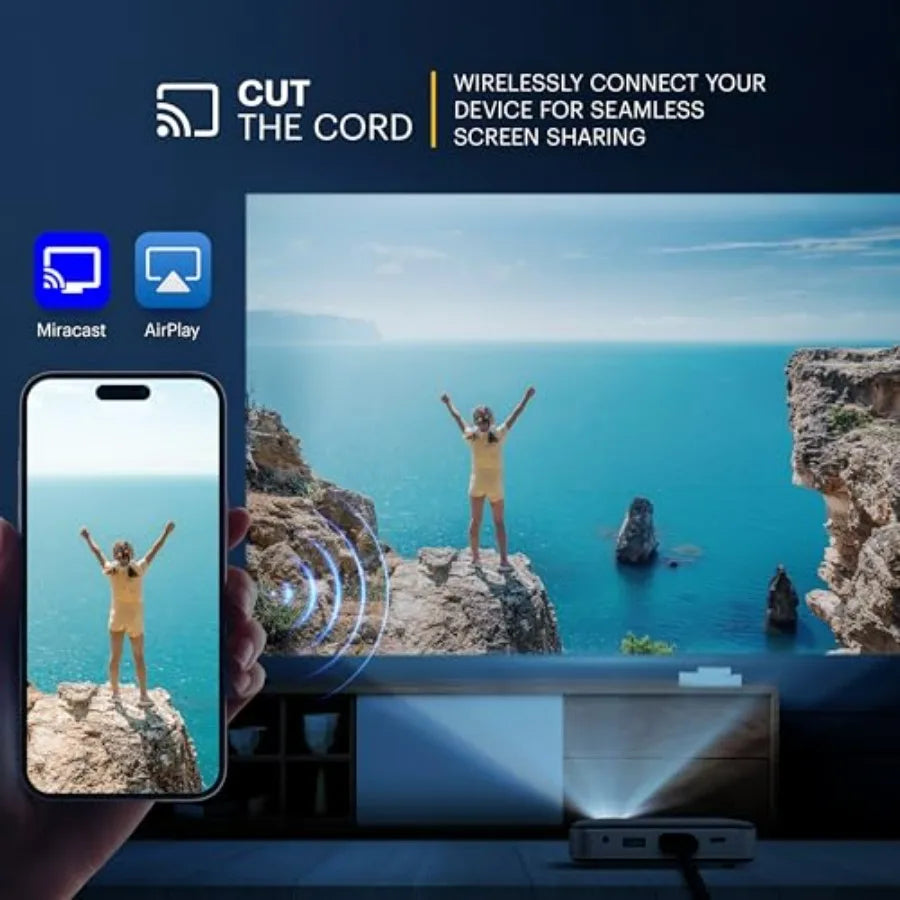 Luma 150 Wireless Mini Pico Projector Black DLP Technology Supports 1080p Resolution with Built-in Stereo Speaker and Rechargea