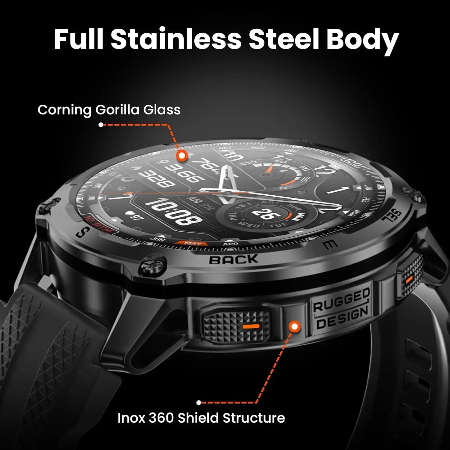 Men's Smart Watch with GPS, Waterproof 100M, 50-Day Battery, Bluetooth Calls, Heart Rate Monitor