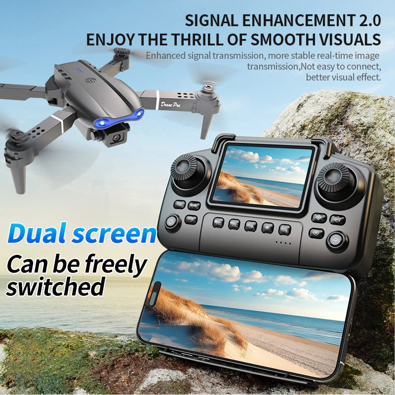 E99 Air Screen Control Drone Professional Wide RC Dron HD 4K Camera Foldable Helicopter Aircraft Quadcopter Drone Kid Gift Toys