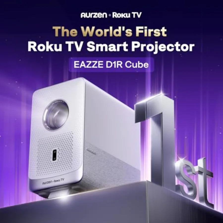 Portable Mini Projector Bundle with Carrying Case for Home and Outdoor Movies: Roku Streaming Experience Built-in Sealed Optica