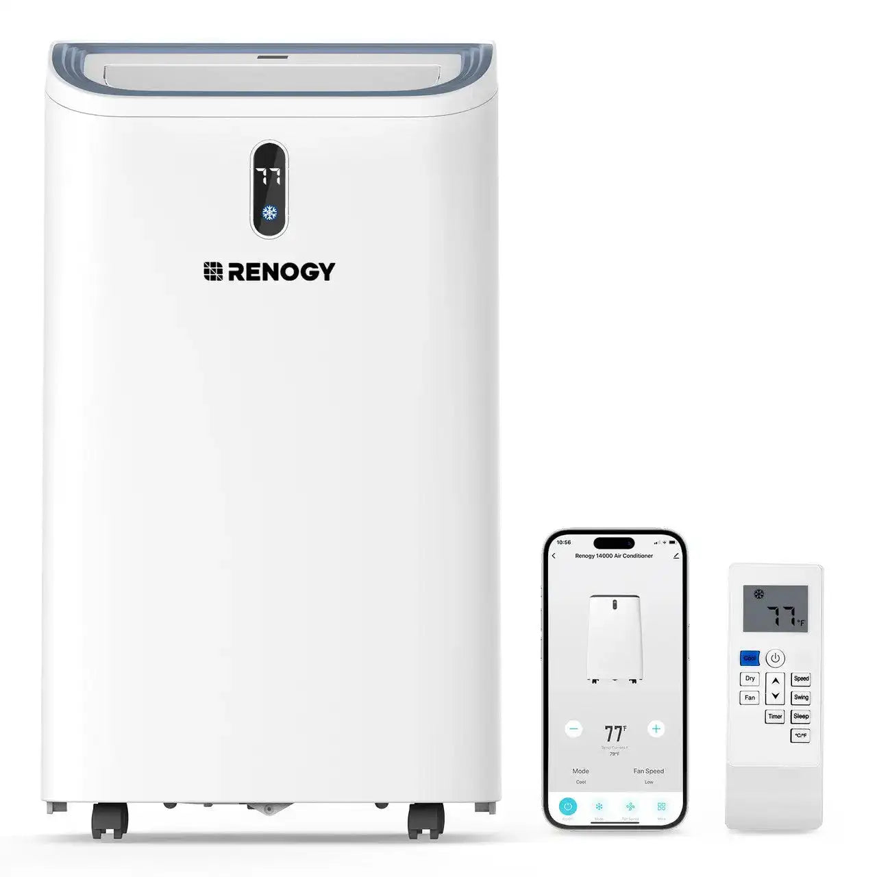 Renogy 14,000 BTU Portable Air Conditioners with Smart WiFi Enabled, Cooling, Dehumidifier, Fan & Sleep Modes 4-in-1 Portable AC
