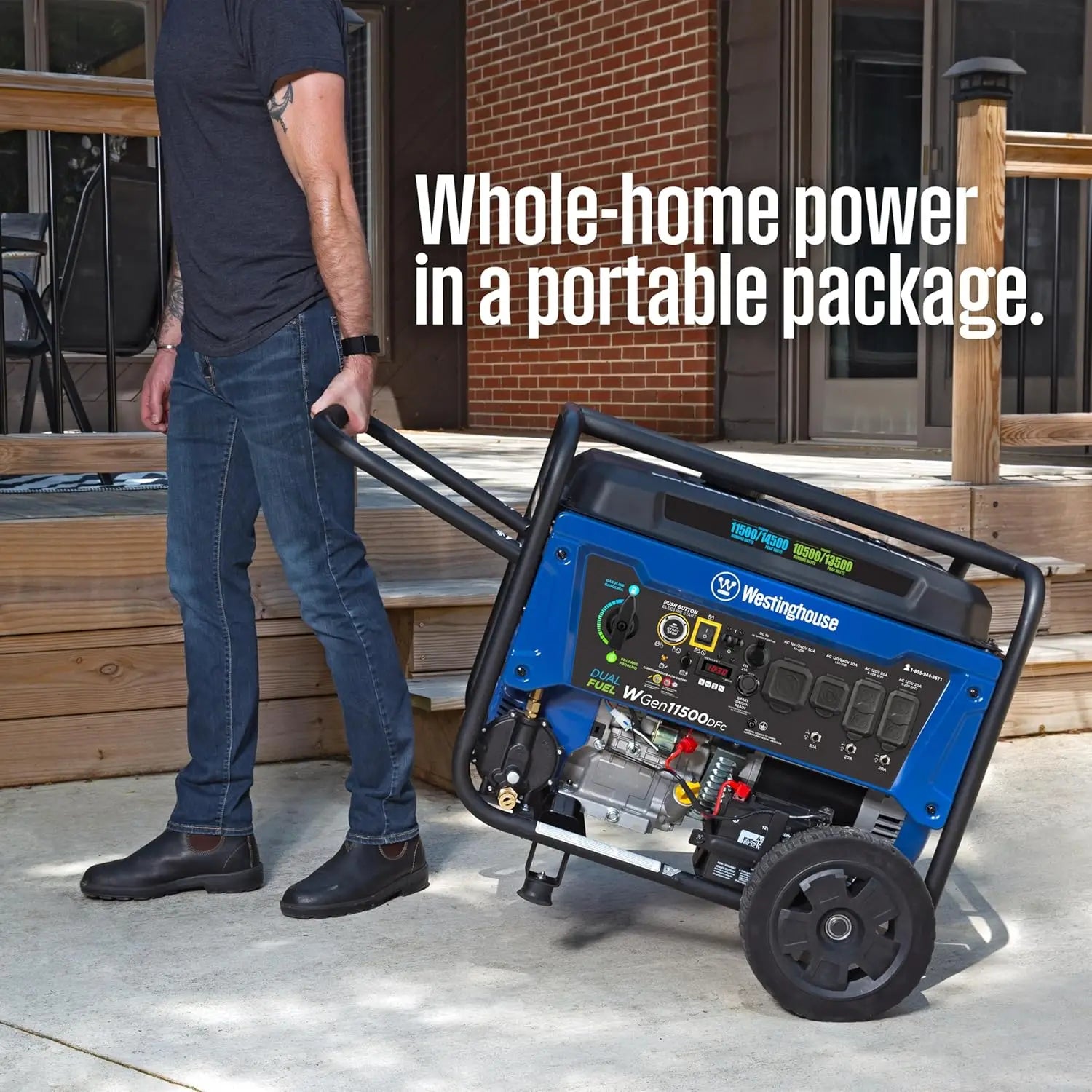 14500W Dual Fuel Portable Generator with Remote Start, Transfer Switch Ready for Home Backup