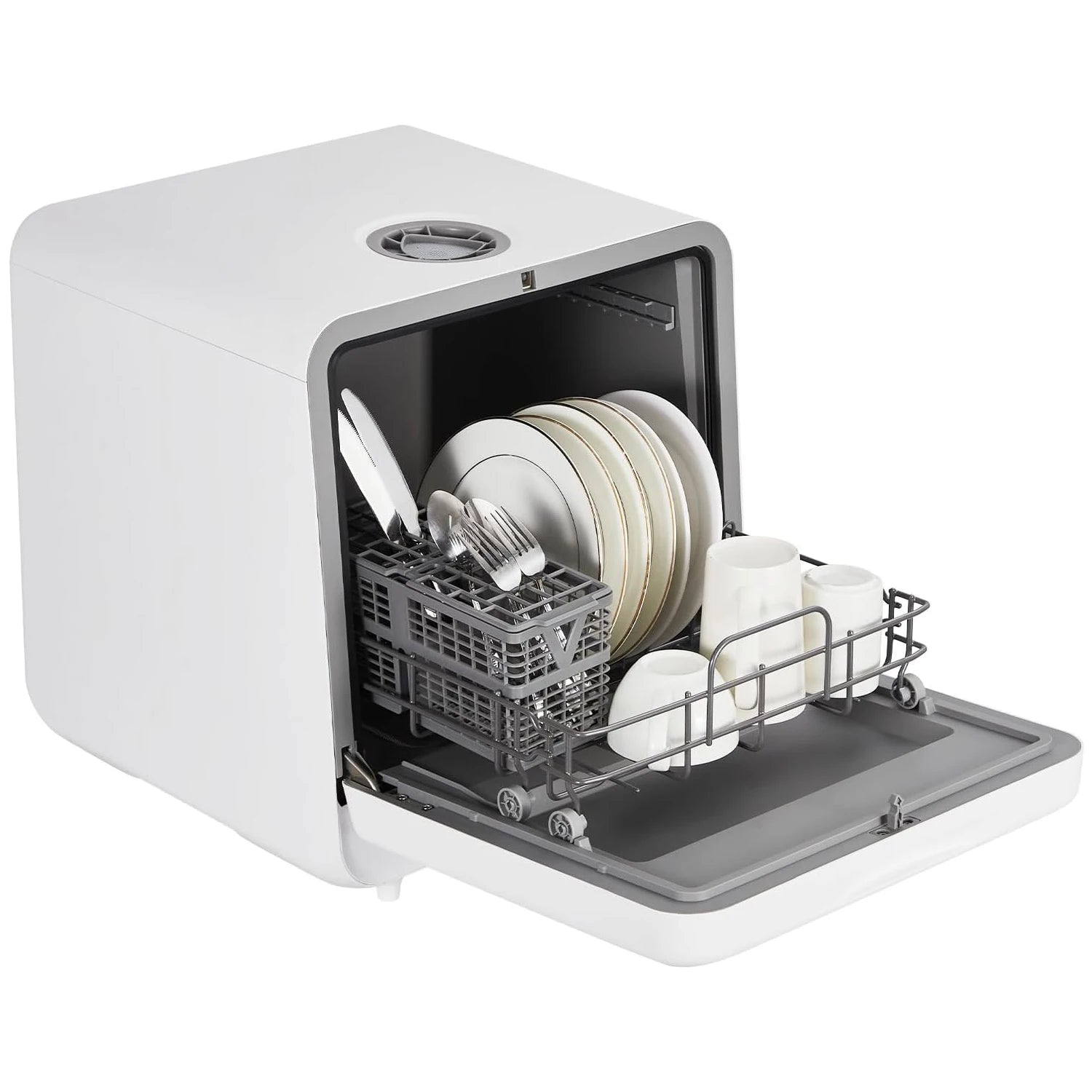 120V/900W Portable Dishwasher Compact Dishwasher Countertop with Faucet & Manual Water Tank (5L) Modes Water Inlet,6 Programs
